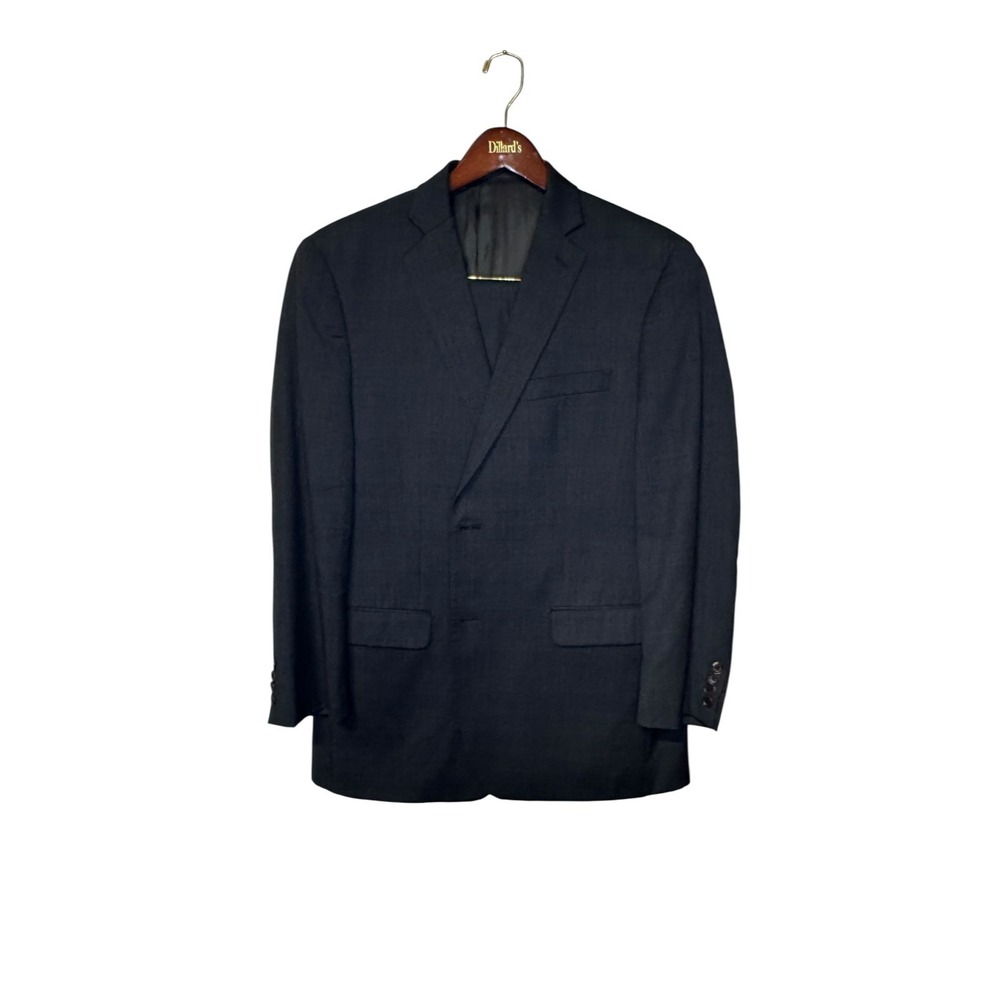 Ralph Lauren Men's Suit Blazer Sports Coat 100% Wool 2-Button Plaid Gray Sz. 44R